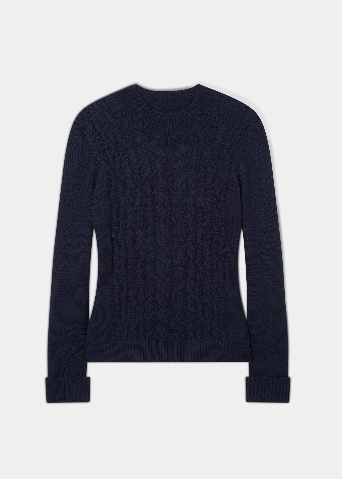 Sienna Ladies Cable Knit Roll Neck In Dark Navy