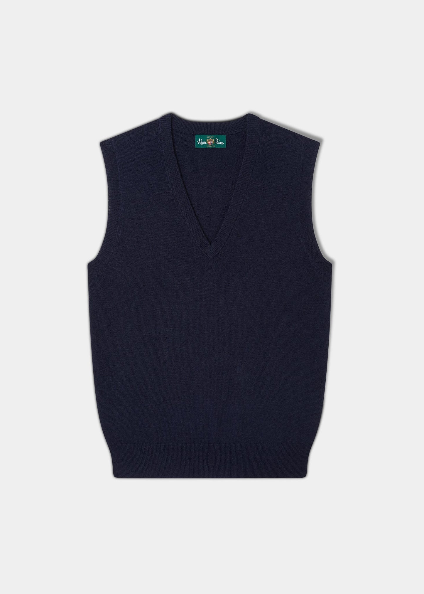 Erin Luxury Vee Neck Fair Isle Tank Top in Dark Navy