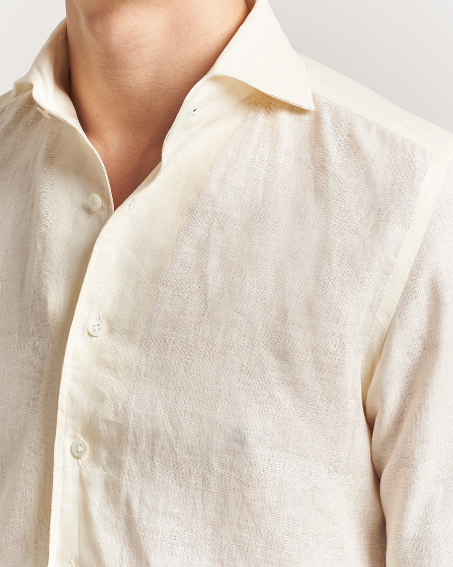 Cut Away Linen Shirt Light Yellow