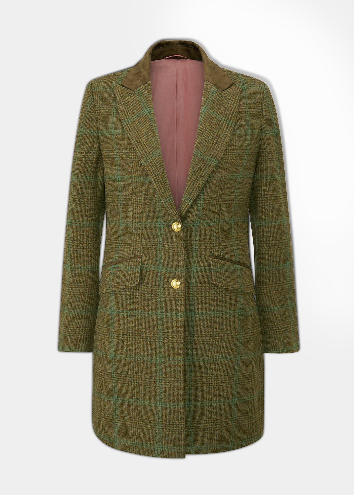 Surrey Ladies Mid-Thigh Tweed Coat In Marsh - Regular Fit