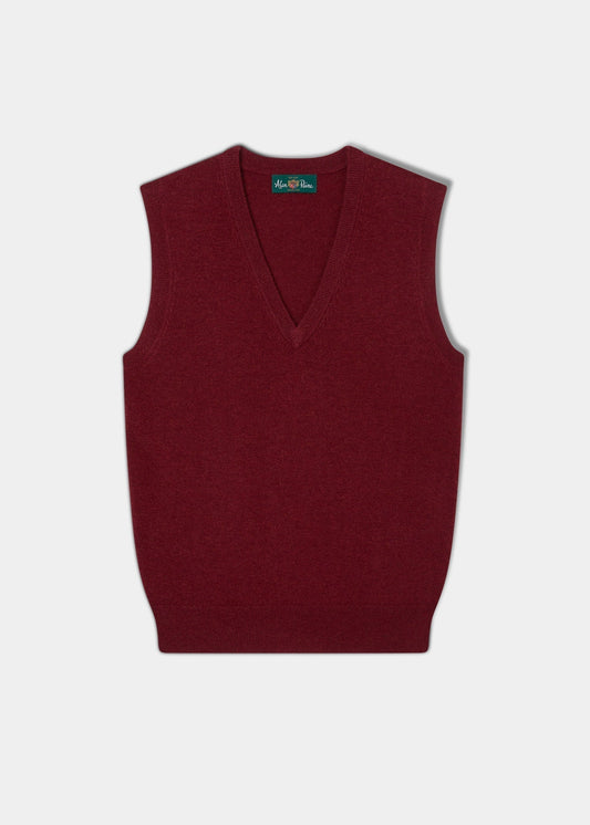 Erin Luxury Vee Neck Fair Isle Tank Top in Berry