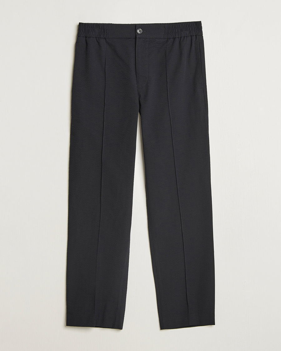 A.P.C. Joaquin Seersucker Drawstring Trousers Black