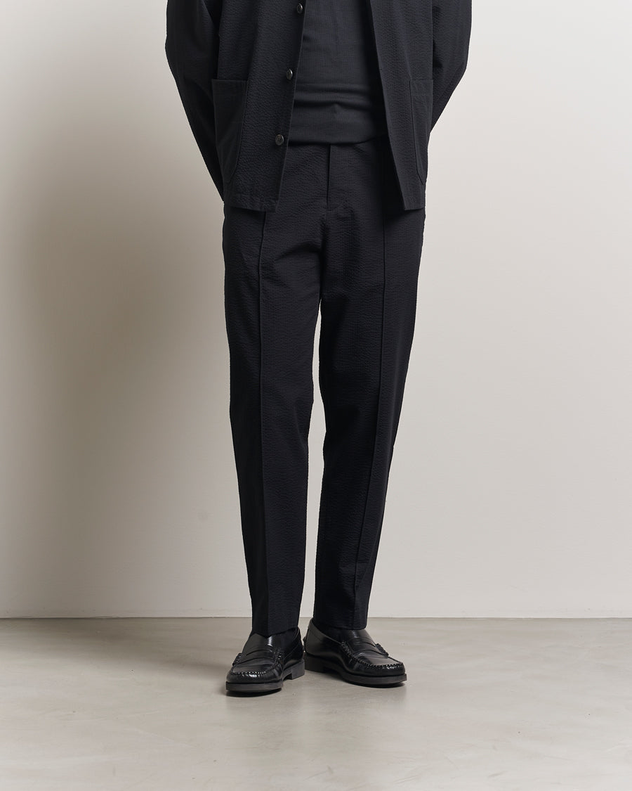 A.P.C. Joaquin Seersucker Drawstring Trousers Black