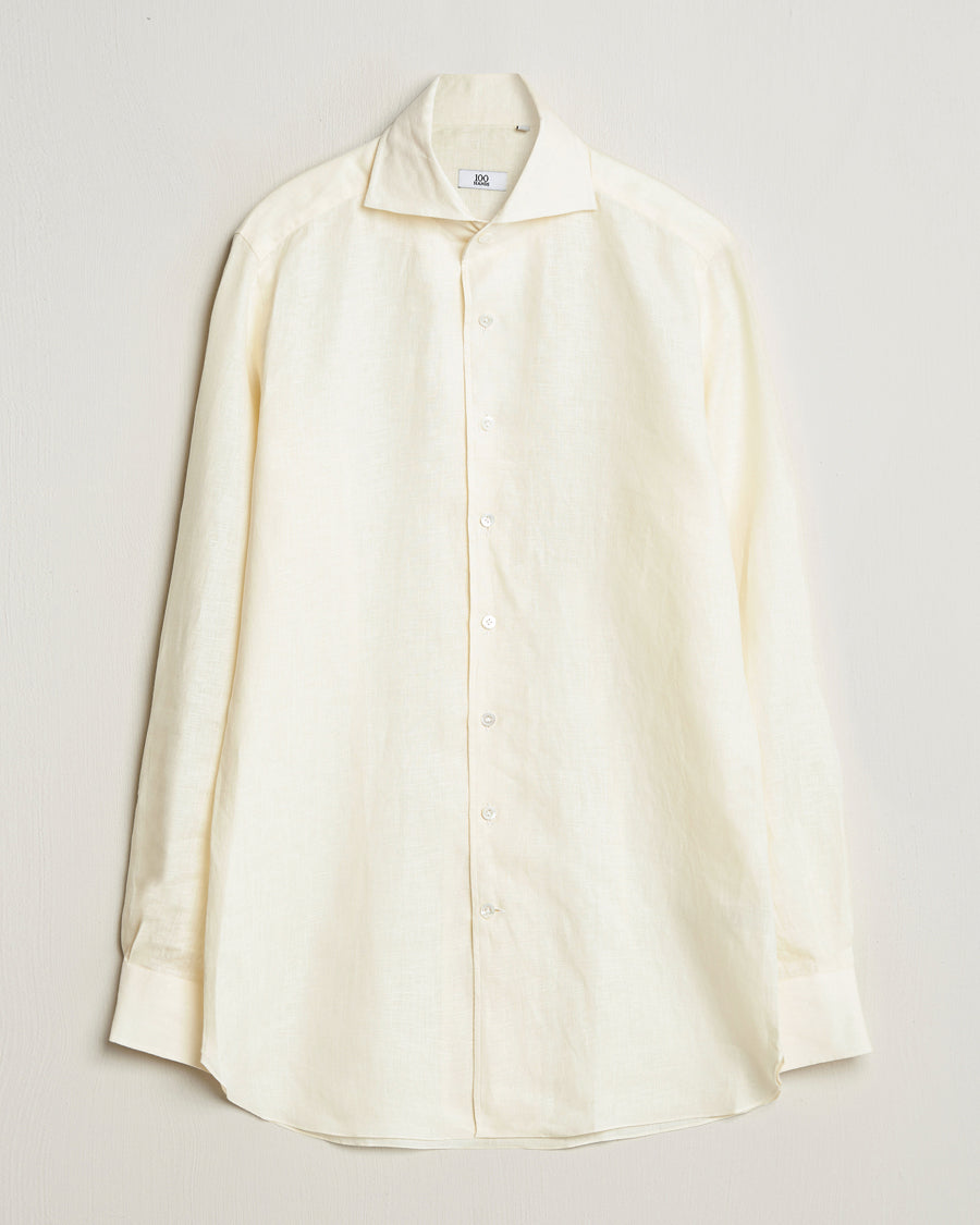 Cut Away Linen Shirt Light Yellow