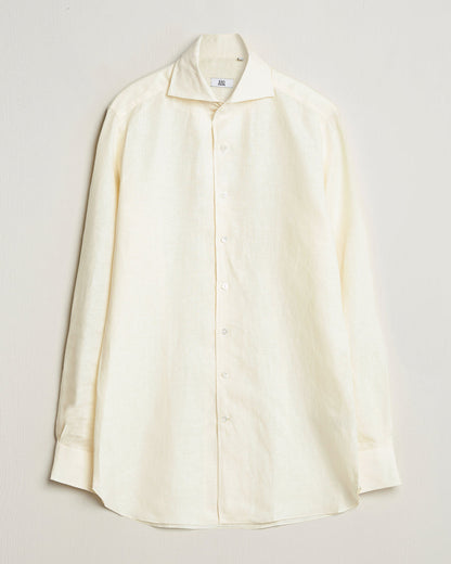 Cut Away Linen Shirt Light Yellow