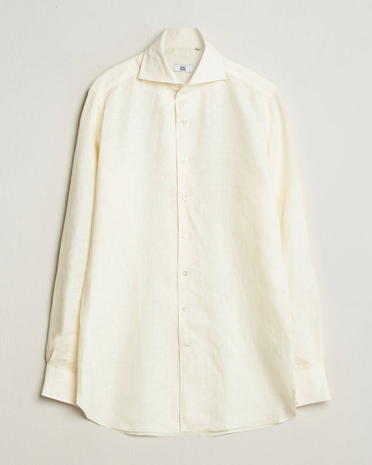 Cut Away Linen Shirt Light Yellow