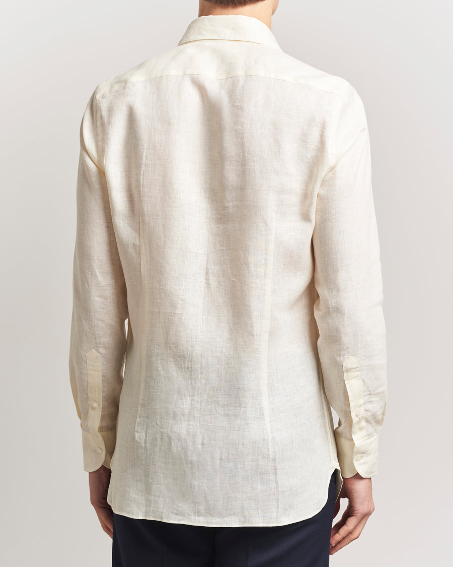 Cut Away Linen Shirt Light Yellow
