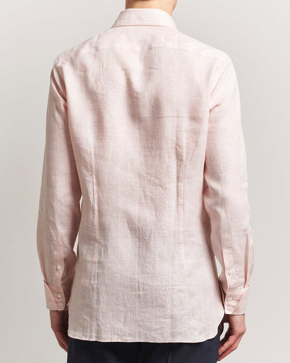 100Hands Cut Away Double Cuff Striped Linen Shirt Pink