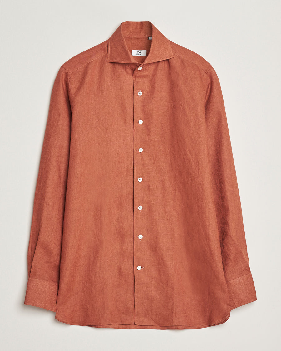 Cut Away Linen Shirt Rust