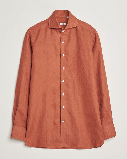 Cut Away Linen Shirt Rust