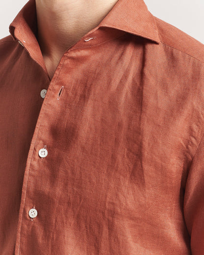 Cut Away Linen Shirt Rust