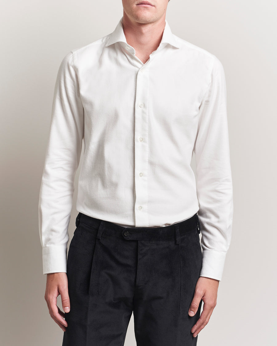 100Hands Herringbone Flannel Cut Away Shirt White