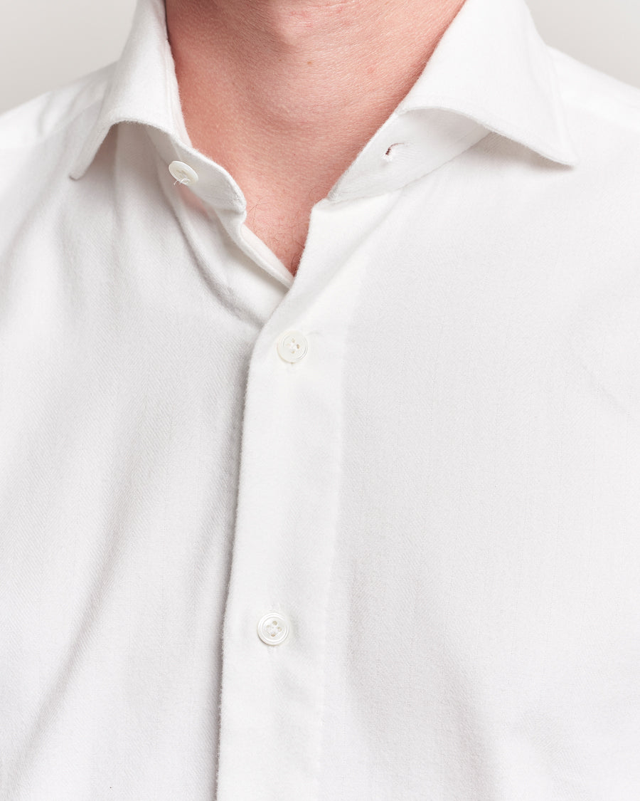 100Hands Herringbone Flannel Cut Away Shirt White