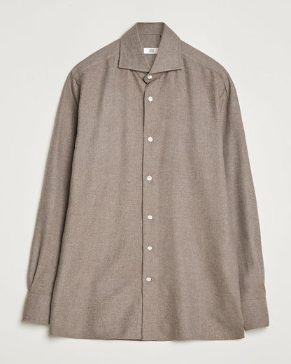 Herringbone Flannel Cut Away Shirt Caramel