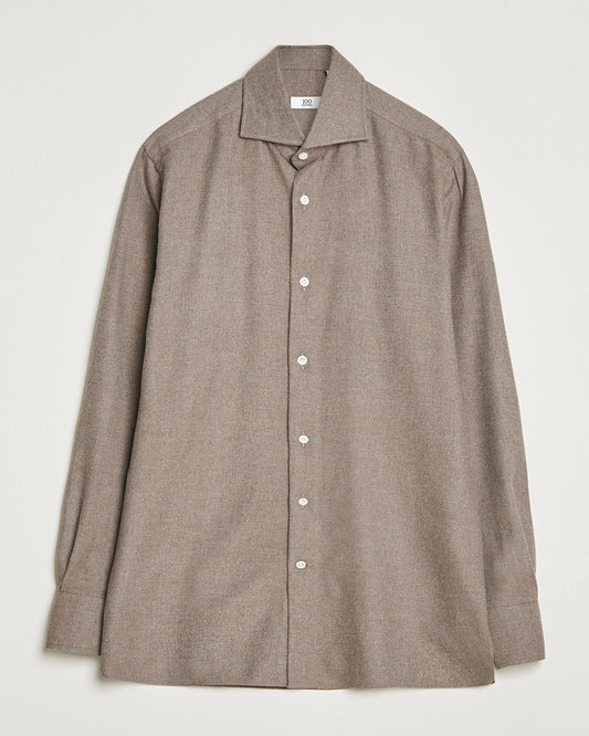 Herringbone Flannel Cut Away Shirt Caramel