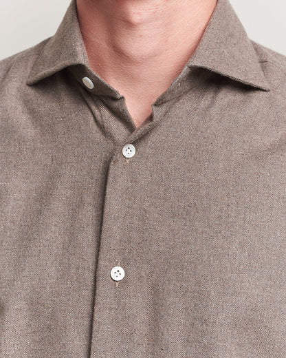 Herringbone Flannel Cut Away Shirt Caramel