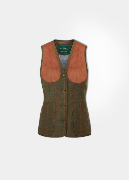 Combrook Ladies Tweed Shooting Waistcoat In Willow - Regular Fit