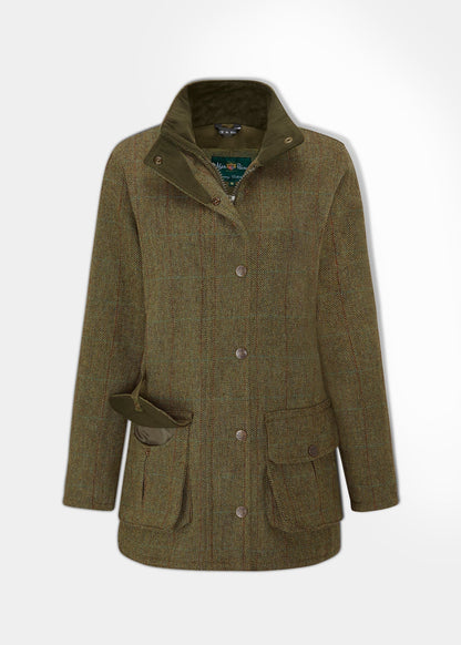 Rutland Ladies Tweed Waterproof Shooting Coat In Hemp