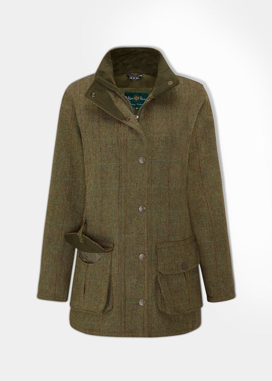 Rutland Ladies Tweed Waterproof Shooting Coat In Hemp