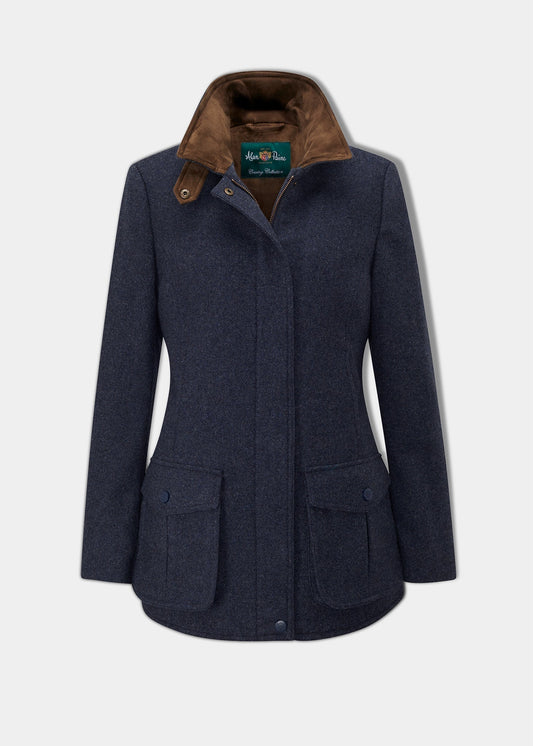 Surrey Ladies Tweed Coat In Blue - Regular Fit