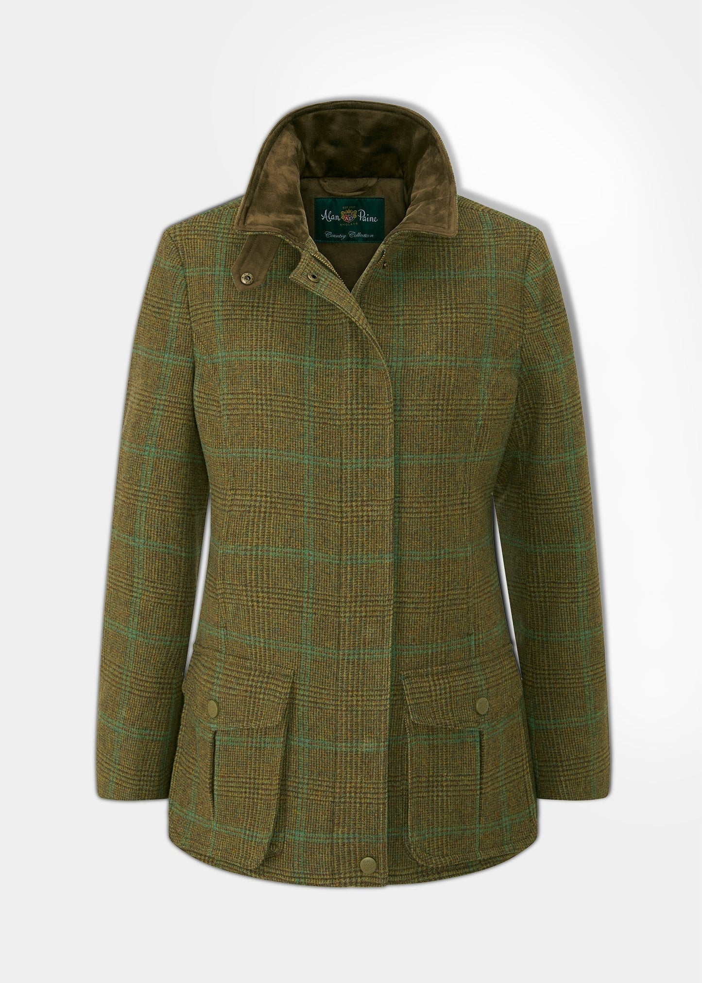Surrey Ladies Tweed Coat In Marsh - Regular Fit