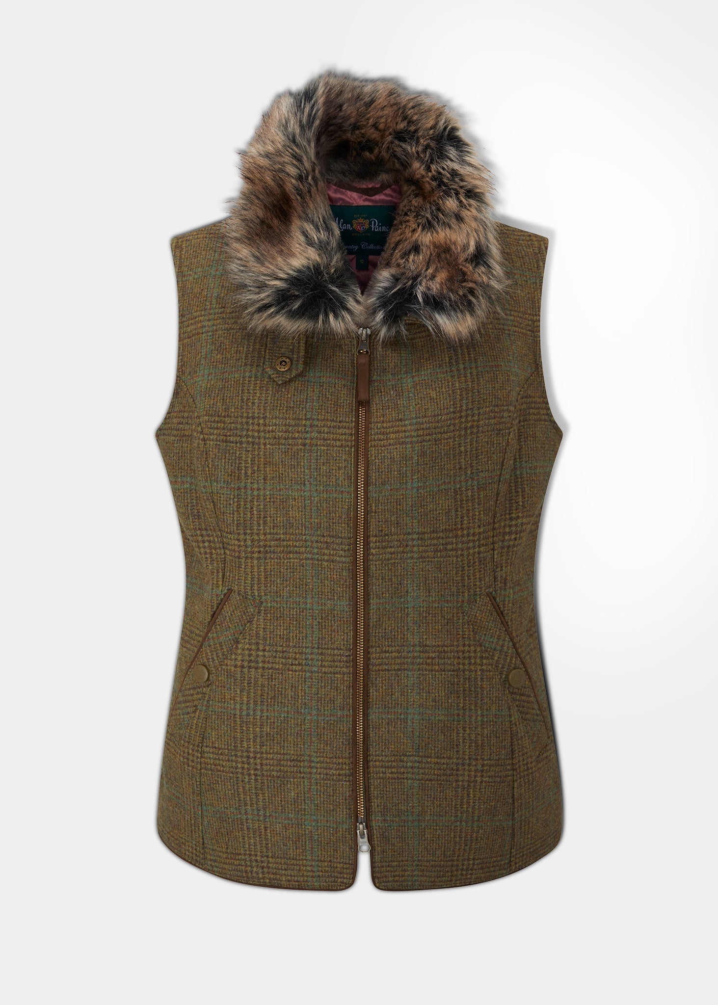 Surrey Ladies Tweed Gilet In Marsh