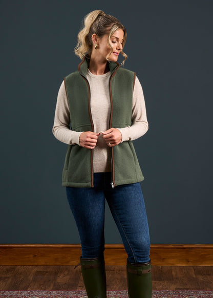 Aylsham Ladies Fleece Gilet In Cedar Green - Regular Fit