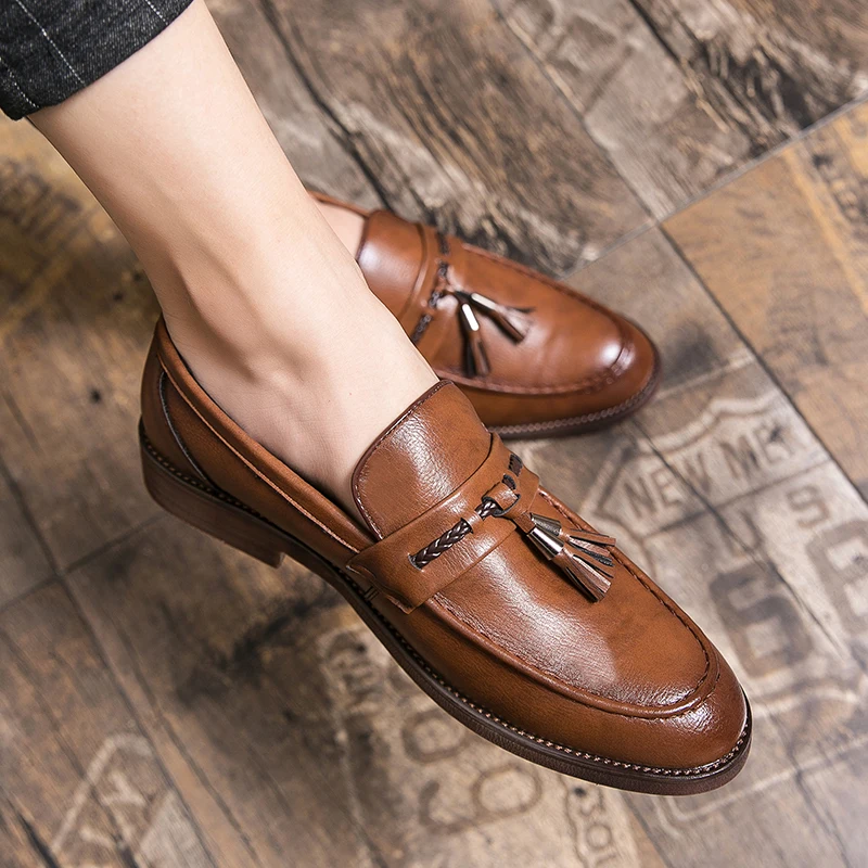 Loafers aus Leder mit Quasten