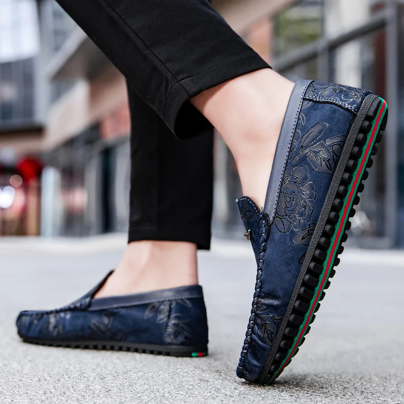 Geblümte Leder-Slipper