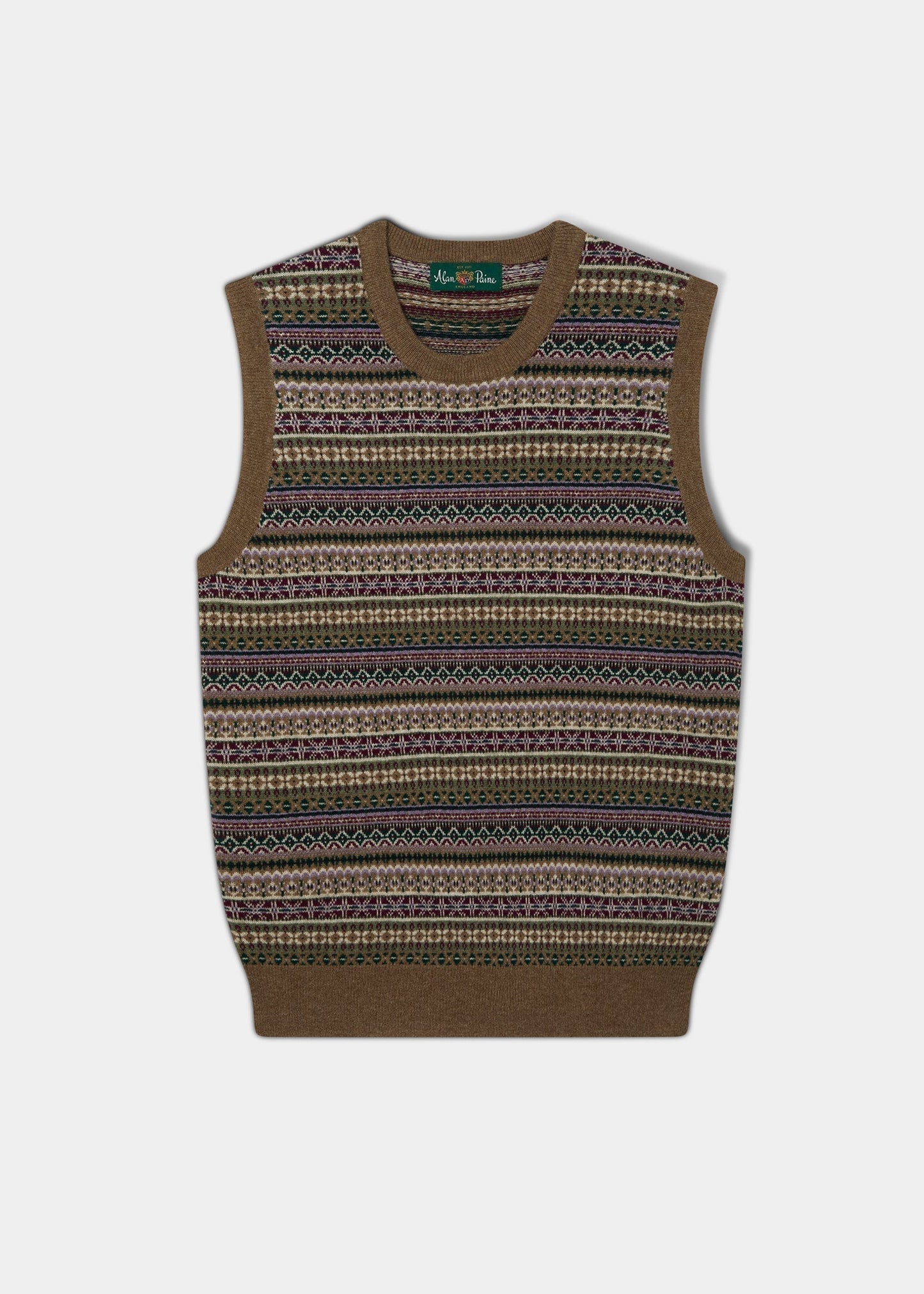 Mae Ladies Luxury Fair Isle Jumper In Pecan and Lilac