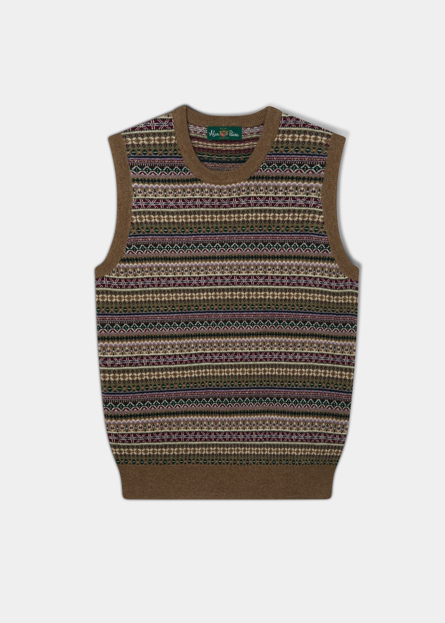 Mae Ladies Luxury Fair Isle Jumper In Pecan and Lilac