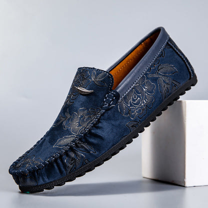 Geblümte Leder-Slipper