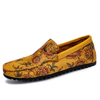 Geblümte Leder-Slipper