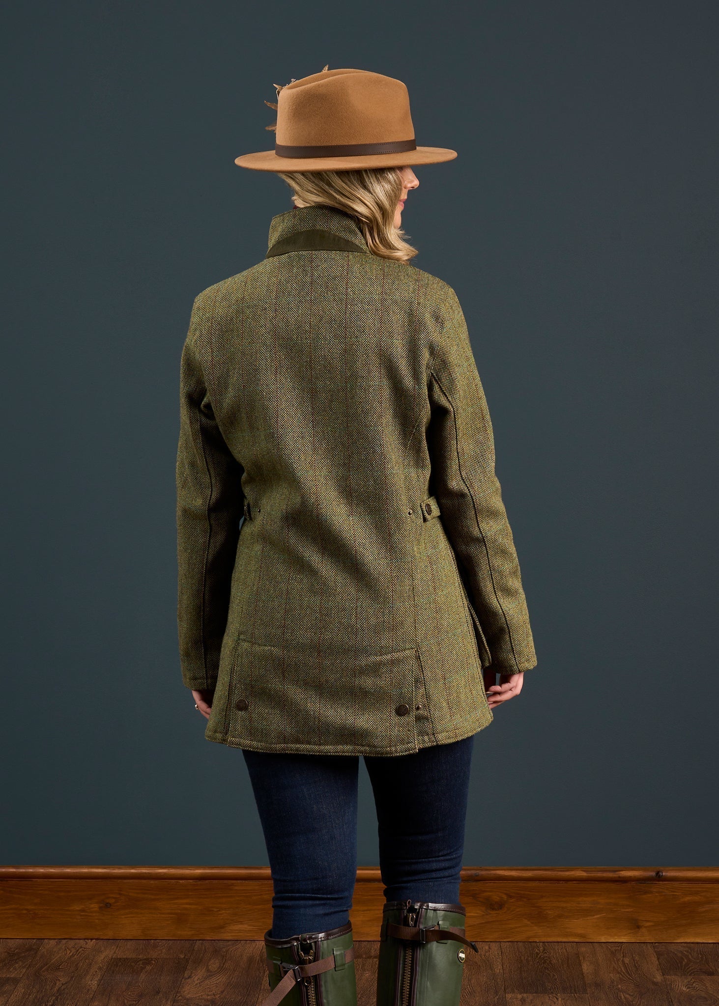 Rutland Ladies Tweed Waterproof Shooting Coat In Hemp