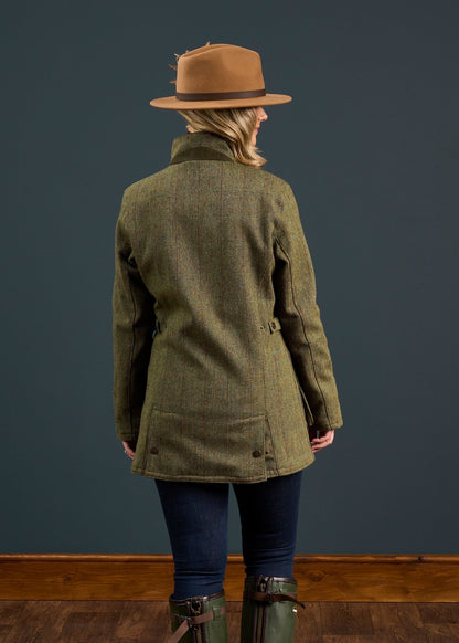 Rutland Ladies Tweed Waterproof Shooting Coat In Hemp