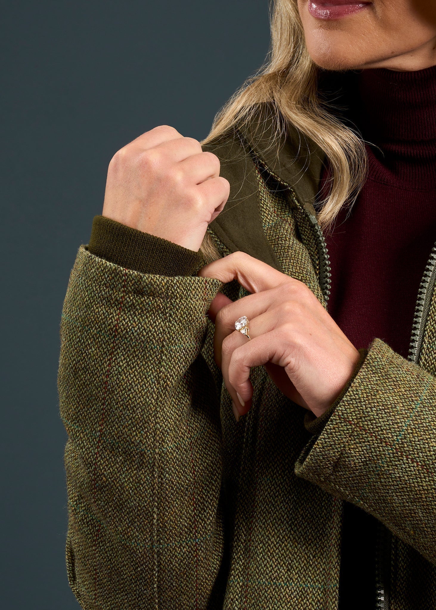 Rutland Ladies Tweed Waterproof Shooting Coat In Hemp