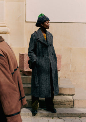 Wool Herringbone Belted Coat