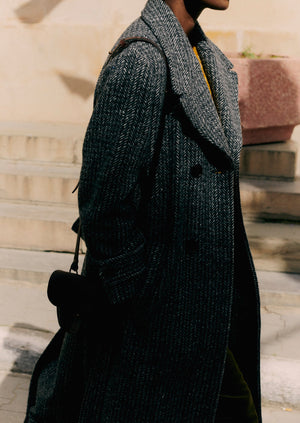 Wool Herringbone Belted Coat