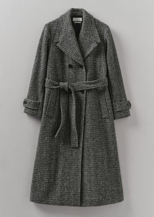 Wool Herringbone Belted Coat